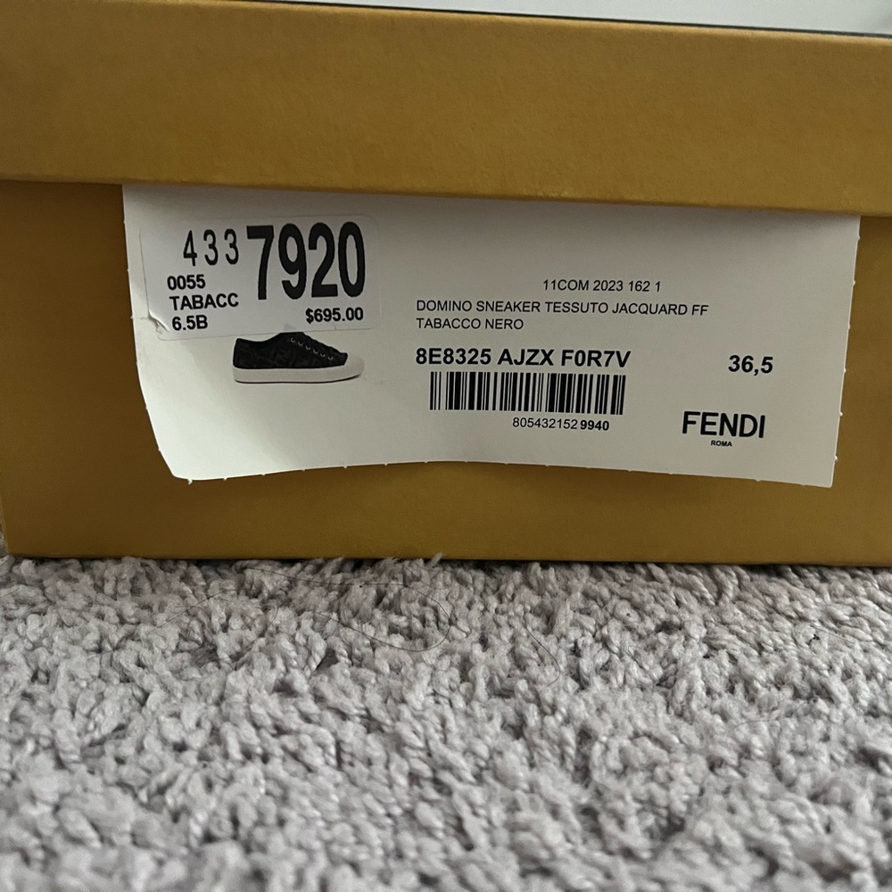 NEW - Fendi FF logo jacquard cotton low-top sneakers